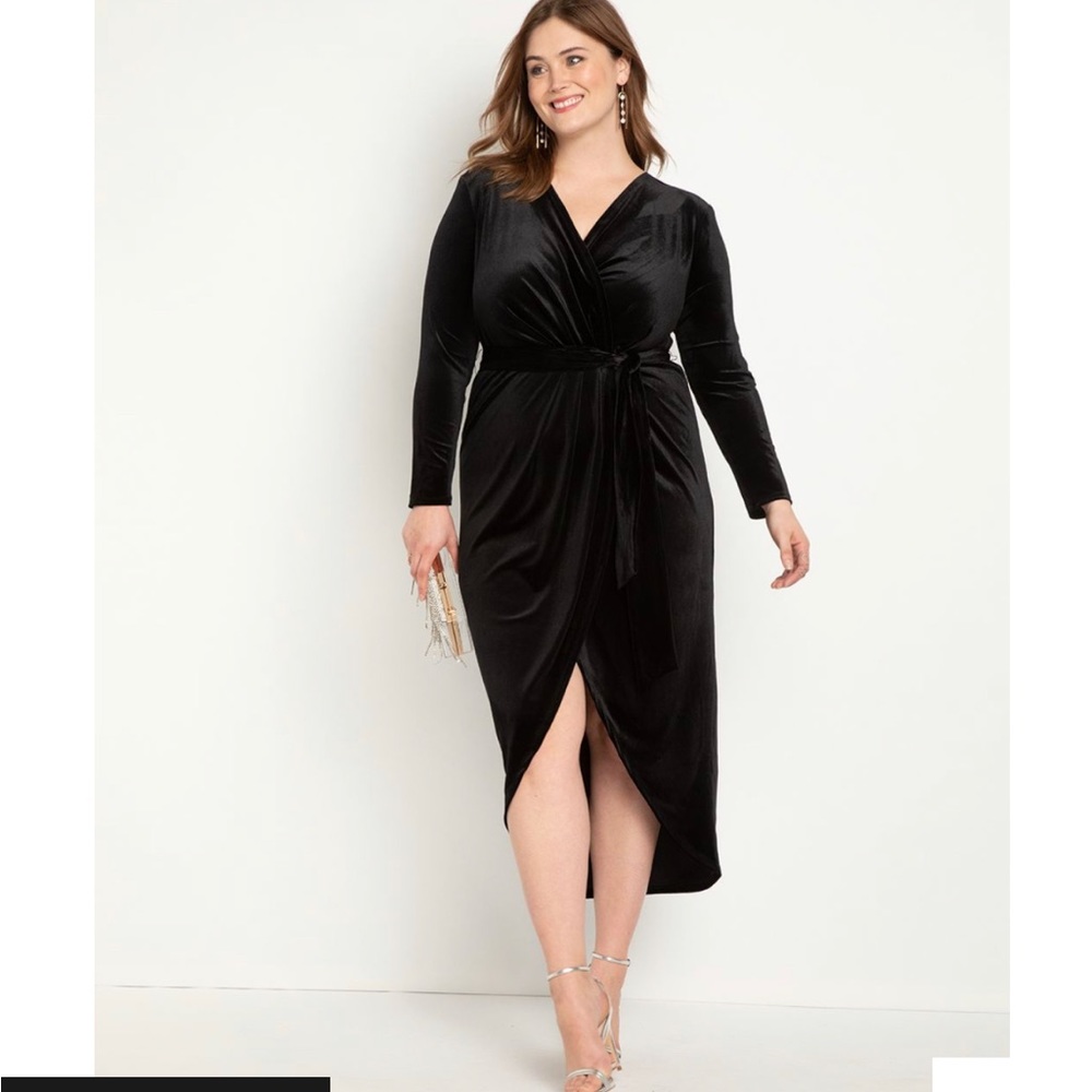 Velvet Wrap Dress With Tie